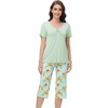 image:imageWiWi Viscose from Bamboo Pajamas Set for Women Summer Sleepwear Pjs Comfy Short Sleeve Tops Capri Pants Sets SXXLAsage GreenDark Teal Florals
