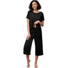 image:imageWiWi Viscose from Bamboo Pajamas Set for Women Summer Sleepwear Pjs Comfy Short Sleeve Tops Capri Pants Sets SXXLDblack