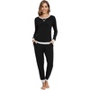 image:imageWiWi Viscose from Bamboo Womens Pajama Set Crew Neck Soft LongSleeve Top  Yoga Pants Sets with Pocket SXXLBlack