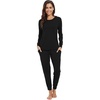 image:imageWiWi Viscose from Bamboo Womens Pajama Set Soft Long Sleeve Pajamas Sets SXXLBlack