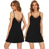 image:imageWiWi Women Cotton Sexy Lace Slip Nightgowns Spaghetti Strap Sleeveless Summer Sleep Dress Chemise lingerie sleepwear SXXLAblack