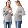image:imageWiWi Womens Maternity Pajamas Top Viscose from Bamboo Pjs for Breastfeeding Long Sleeve Nursing Loungewear Pajamas SXXLHeather Grey