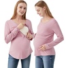 image:imageWiWi Womens Maternity Pajamas Top Viscose from Bamboo Pjs for Breastfeeding Long Sleeve Nursing Loungewear Pajamas SXXLMauve Pink