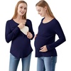 image:imageWiWi Womens Maternity Pajamas Top Viscose from Bamboo Pjs for Breastfeeding Long Sleeve Nursing Loungewear Pajamas SXXLNavy