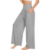 image:imageWiWi Womens Pajama Pants Bamboo Viscose Super Soft Wide Leg Palazzo Lounge Yoga Cooling Sleep Bottoms with Pockets SXXLAheather Grey