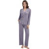 image:imageWiWi Womens Pajama Set Button Down Sleepwear Soft Bamboo Viscose Loungewear with Pockets 2 Piece PJ Sleepwear SXXLBpurplish Grey