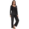 image:imageWiWi Womens Pajama Set Comfy Long Sleeve Tee Pants Sleepwear Soft Viscose from Bamboo 2 Piece Nightwear Pjs SXXLBblack