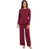 image:imageWiWi Womens Pajama Set Comfy Long Sleeve Tee Pants Sleepwear Soft Viscose from Bamboo 2 Piece Nightwear Pjs SXXLGwine