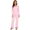 image:imageWiWi Womens Pajama Sets Soft Long Sleeves Top with Pants Cooling PJ 2 Piece Viscose from Bamboo Loungewear Set SXXLBpink