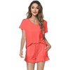 image:imageWiWi Womens Pajamas Set Bamboo Viscose Super Soft Short Sleeve Top Ruffle Shorts Sleepwear Cooling Pj Sets SXXLAcoral