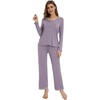 image:imageWiWi Womens Pajamas Set Sleepwear Loungewear Long Sleeve Pajama Sets Soft Pjs Viscose from Bamboo 2 Piece PJ SXXLCviolet