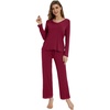 image:imageWiWi Womens Pajamas Set Sleepwear Loungewear Long Sleeve Pajama Sets Soft Pjs Viscose from Bamboo 2 Piece PJ SXXLCwine