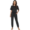 image:imageWiWi Womens Tracksuit Set Viscose from Bamboo Loungewear 2 Piece Outfit Long Pants Jogger Sets SXXLAblack