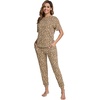 image:imageWiWi Womens Tracksuit Set Viscose from Bamboo Loungewear 2 Piece Outfit Long Pants Jogger Sets SXXLAbrown Leopard