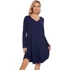 image:imageWiWi Womens Viscose from Bamboo Nightgown Long Sleeve Nightshirt Soft Sleep Dress Loose Comfy Pajama Sleepwear SXXLDnavy