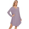 image:imageWiWi Womens Viscose from Bamboo Nightgown Long Sleeve Nightshirt Soft Sleep Dress Loose Comfy Pajama Sleepwear SXXLDviolet