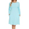 image:imageWiWi Womens Viscose from Bamboo Nightgowns Long Sleeve Cooling Crewneck Sleepshirts Casual Gown Super Soft Sleep Shirt SXXLDaqua