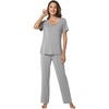 image:imageWiWi Womens Viscose from Bamboo Pajamas Set 2 Piece Soft Top with Long Pants Pjs Sleepwear Lightweight Loungewear Sets SXXLAheather Grey