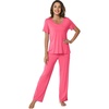 image:imageWiWi Womens Viscose from Bamboo Pajamas Set 2 Piece Soft Top with Long Pants Pjs Sleepwear Lightweight Loungewear Sets SXXLAhot Pink