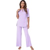 image:imageWiWi Womens Viscose from Bamboo Pajamas Set 2 Piece Soft Top with Long Pants Pjs Sleepwear Lightweight Loungewear Sets SXXLBtaro Purple