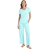 image:imageWiWi Womens Viscose from Bamboo Pajamas Set Short Sleeve Pajama Sets with Pants Super Soft Cooling Pjs with Pockets SXXLAqua