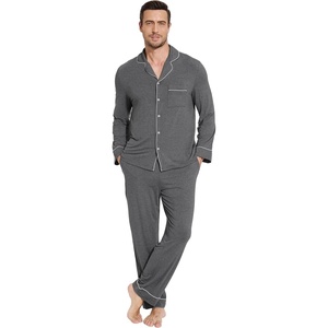 image:imageWiWi Bamboo Viscose Mens Pajamas Set Soft Button Down Cooling Sleepwear and Pants Knit Lounge PJs with Pockets SXXLAdark Heather Grey
