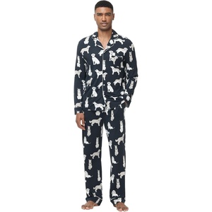 image:imageWiWi Bamboo Viscose Mens Pajamas Set Soft Button Down Cooling Sleepwear and Pants Knit Lounge PJs with Pockets SXXLAdog