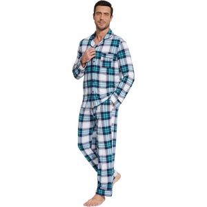 image:imageWiWi Bamboo Viscose Mens Pajamas Set Soft Button Down Cooling Sleepwear and Pants Knit Lounge PJs with Pockets SXXLAnavyGreen Plaid