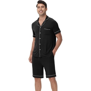 image:imageWiWi Bamboo Viscose Mens Pajamas Set Soft Button Down Cooling Sleepwear and Pants Knit Lounge PJs with Pockets SXXLBblack