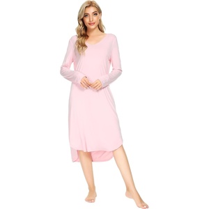 image:imageWiWi Bamboo Viscose Nightgowns for Women Soft Long Sleeve Sleep Shirt Nightshirts Cooling Pajamas Sleepwear S4XApink
