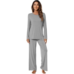 image:imageWiWi Bamboo Viscose Pajama Set for Women Super Soft Long Sleeve Top with Pants Loungewear Cooling 2 Piece Pjs Sets SXXLAheather Grey