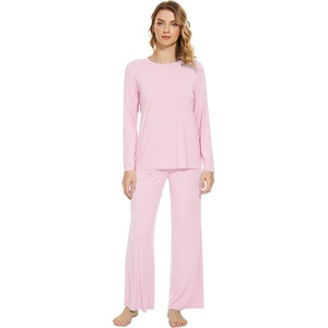 image:imageWiWi Bamboo Viscose Pajama Set for Women Super Soft Long Sleeve Top with Pants Loungewear Cooling 2 Piece Pjs Sets SXXLApink