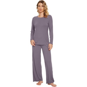 image:imageWiWi Bamboo Viscose Pajama Set for Women Super Soft Long Sleeve Top with Pants Loungewear Cooling 2 Piece Pjs Sets SXXLApurplish Grey