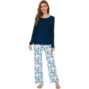 image:imageWiWi Bamboo Viscose Pajama Set for Women Super Soft Long Sleeve Top with Pants Loungewear Cooling 2 Piece Pjs Sets SXXLBink Blue