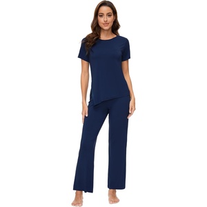 image:imageWiWi Bamboo Viscose Pajama Sets for Women Soft Sleepwear with Pants Set Stretchy 2 Pieces Pjs SXXLStyle Anavy