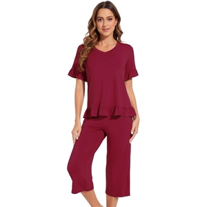 image:imageWiWi Bamboo Viscose Pajama Sets for Women Soft Sleepwear with Pants Set Stretchy 2 Pieces Pjs SXXLStyle Dwine