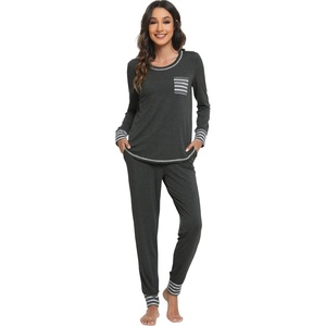 image:imageWiWi Bamboo Viscose Pajamas Set for Women Cooling Long Sleeve Sleepwear Super Soft Loungewear Pjs Jogger Pants Lounge SXXLAcharcoal Heather