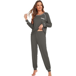 image:imageWiWi Bamboo Viscose Pajamas Set for Women Cooling Long Sleeve Sleepwear Super Soft Loungewear Pjs Jogger Pants Lounge SXXLBiron Grey
