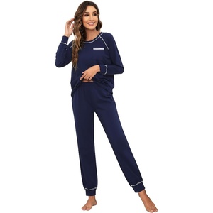 image:imageWiWi Bamboo Viscose Pajamas Set for Women Cooling Long Sleeve Sleepwear Super Soft Loungewear Pjs Jogger Pants Lounge SXXLBnavy