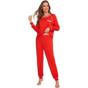 image:imageWiWi Bamboo Viscose Pajamas Set for Women Cooling Long Sleeve Sleepwear Super Soft Loungewear Pjs Jogger Pants Lounge SXXLBred