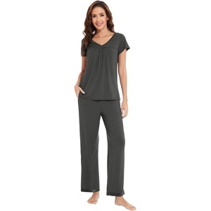 image:imageWiWi Bamboo Viscose Pajamas for Women Super Soft Short Sleeve Pajama Set with Pants Cooling Pjs Lightweight Loungewear SXXLAiron Grey