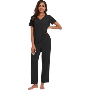 image:imageWiWi Bamboo Viscose Pajamas for Women Super Soft Short Sleeve Pajama Set with Pants Cooling Pjs Lightweight Loungewear SXXLBcharcoal Heather