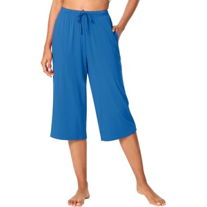 image:imageWiWi Bamboo Viscose womens capri pants Wide Leg Pajama Super Soft Lounge knit Sleep shorts Cooling Pj Bottoms SXXLAbright Blue