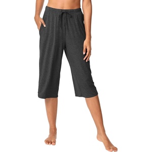 image:imageWiWi Bamboo Viscose womens capri pants Wide Leg Pajama Super Soft Lounge knit Sleep shorts Cooling Pj Bottoms SXXLAcharcoal Heather