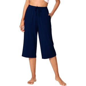 image:imageWiWi Bamboo Viscose womens capri pants Wide Leg Pajama Super Soft Lounge knit Sleep shorts Cooling Pj Bottoms SXXLAnavy