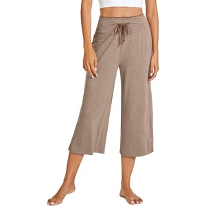 image:imageWiWi Bamboo Viscose womens capri pants Wide Leg Pajama Super Soft Lounge knit Sleep shorts Cooling Pj Bottoms SXXLCcamel