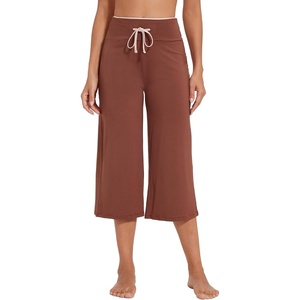 image:imageWiWi Bamboo Viscose womens capri pants Wide Leg Pajama Super Soft Lounge knit Sleep shorts Cooling Pj Bottoms SXXLCchocolate Brown