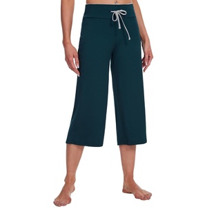 image:imageWiWi Bamboo Viscose womens capri pants Wide Leg Pajama Super Soft Lounge knit Sleep shorts Cooling Pj Bottoms SXXLCdark Bluish Green