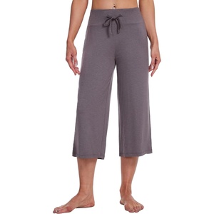 image:imageWiWi Bamboo Viscose womens capri pants Wide Leg Pajama Super Soft Lounge knit Sleep shorts Cooling Pj Bottoms SXXLCmisty Grey