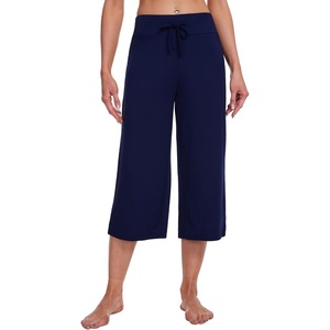 image:imageWiWi Bamboo Viscose womens capri pants Wide Leg Pajama Super Soft Lounge knit Sleep shorts Cooling Pj Bottoms SXXLCnavy